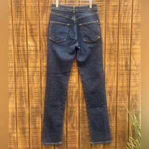 Anthropologie Pilcro Dark Denim Split Hem Straight Leg Jeans